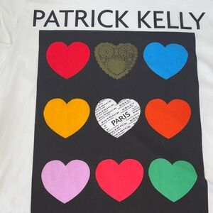 Patrick Kelly White Tee with Multicolor Heart Grid